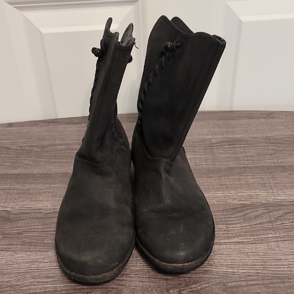 OluKai Black Ankle Booties with Slouchy Design